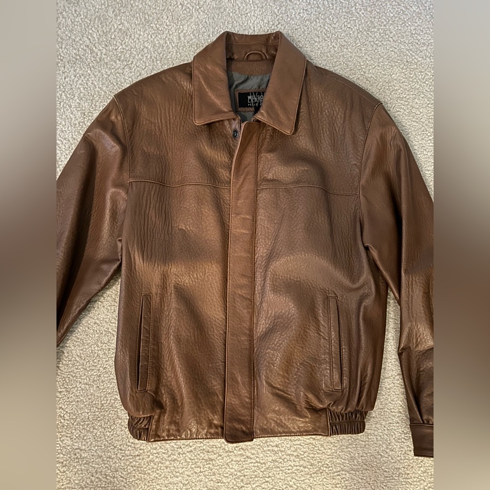 Vintage Wilson’s Leather Zip Jacket size Small in a luggage Carmel color
